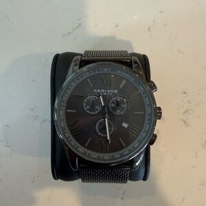 Akribos XXIV Men's Black Mesh Chronograph Watch